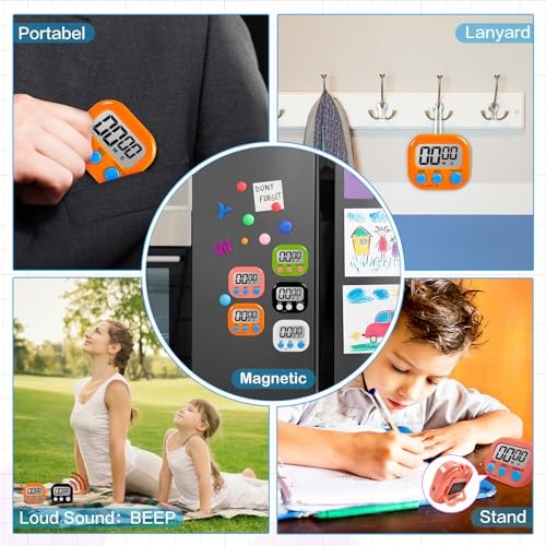 54 Pcs Kitchen Timer Bulk with Small Magnetic Backing Stand Digital Timers