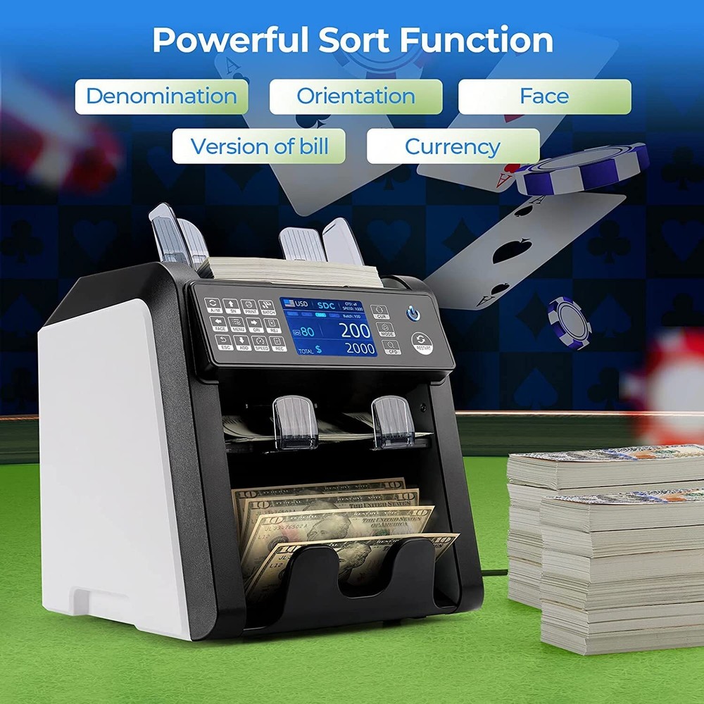 WorkSmart Supplies Dual CIS Foreign Currency Counting Machine CIS Image Recognit