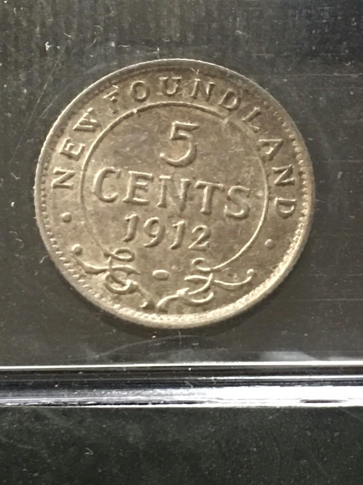 1912 ICCS Graded Newfoundland, ¢5 Cent, **AU-55**