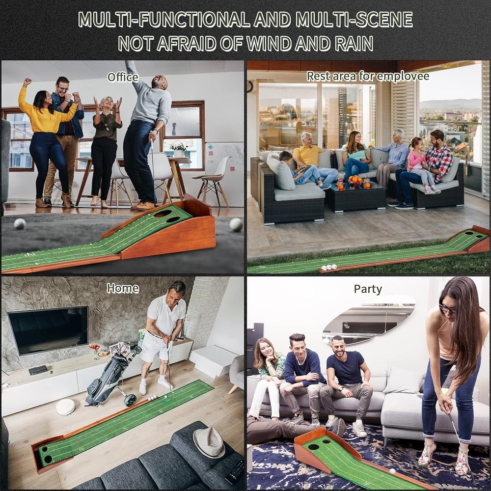Portable Golf Putting Mat with Automatic Ball Return - Gift for Enthusiasts