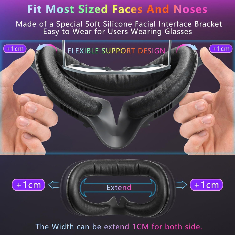 Face Pad Replacement for Oculus Quest 2 PU Leather & Memory Foam VR Face Cushion