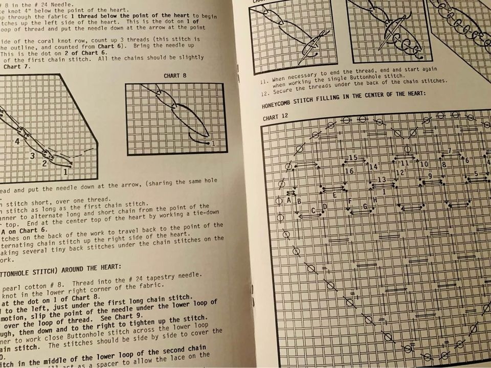 Pulled Thread Heart Bookmark & Bellpull Cross Stitch Design Pattern Book