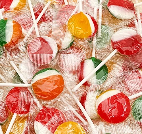 Fruit Lollipops - 2 Pound Bulk Pack (80 Count) - Assorted Fruit Flavored Hard Ca