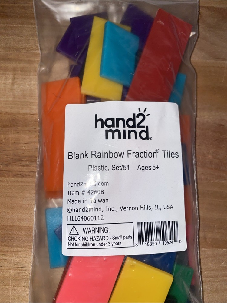 Hand 2 Mind: Plastic Rainbow Fraction Tiles - Math Materials (Plastic Set 51)