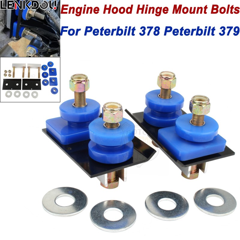 NEW For Peterbilt 379 Engine Hood Hinge Pivot Bushing & Mounting Bolt Set Kits