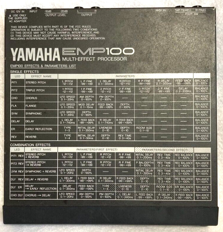 YAMAHA EMP100 Guitar Multi Effects Processor Tested & Working Free Shipping