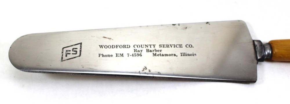 FS Seed Advertising Butterscotch Bakelite Cake Server/Pie Knife - TESTED