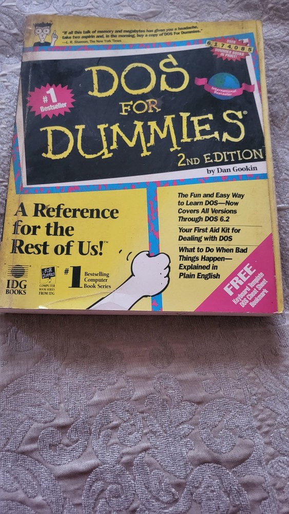 DOS for Dummies 2nd Edition Computer Book Reference Guide Dan Gookin