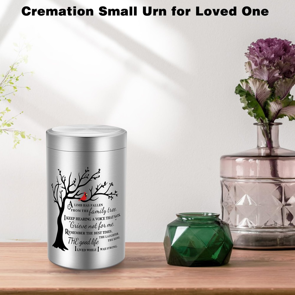 SOITIS Small Urns for Human Ashes Keepsake, 3.54 Inch Mini Urn Silver