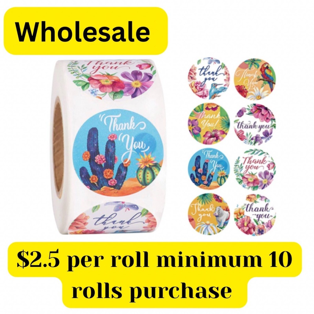 Wholesale 10 sticker rolls size 1”