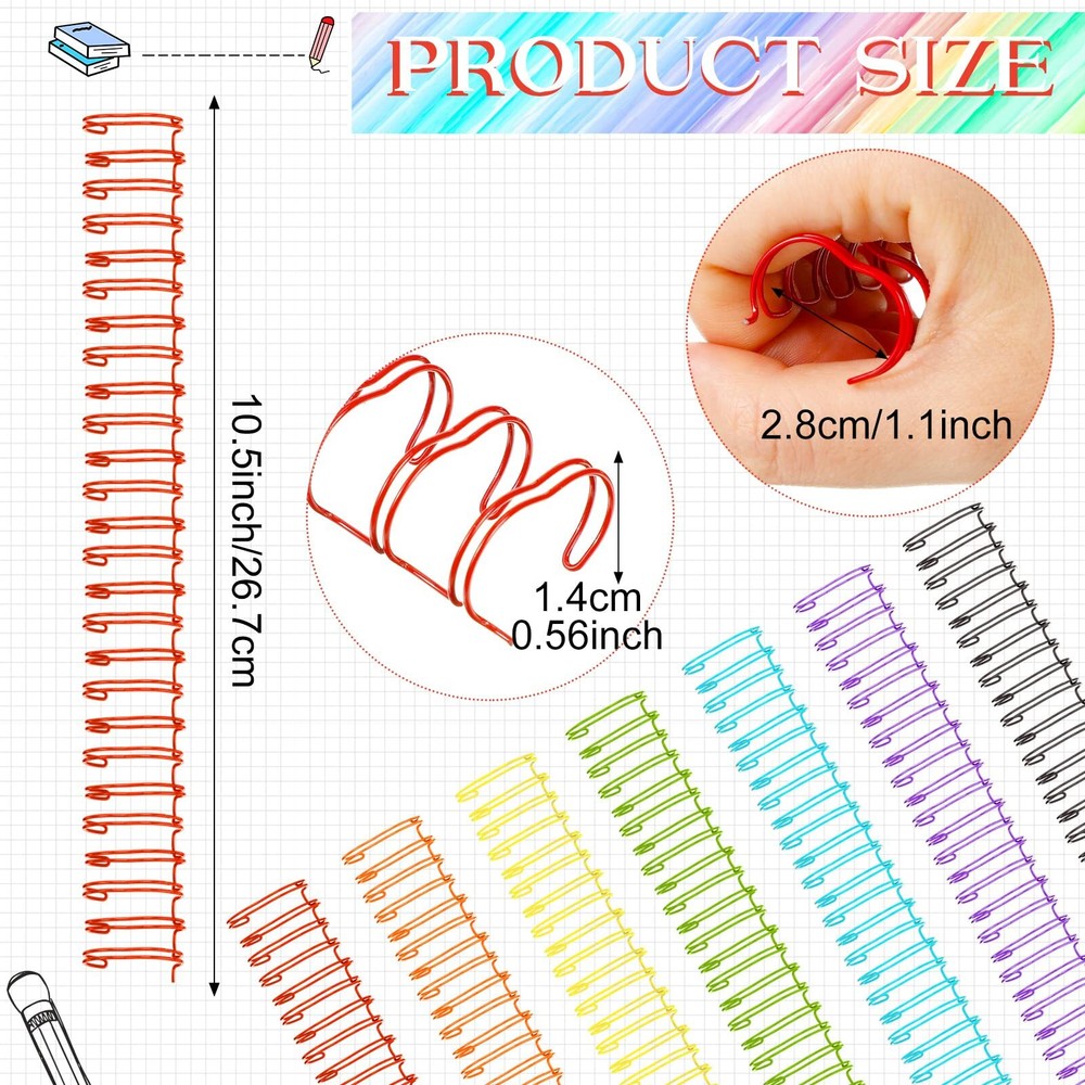 20 Pcs Cinch Wire Binding Wire Twin Loop Wire Binding Spines Spiral Ring Coil