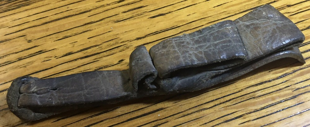 Vintage 4 1/2” Leather Handle Shucker, Rustic Tool