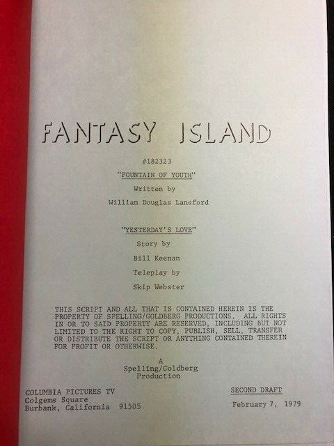 FANTASY ISLAND TV SCRIPT - 1979- Vintage Original