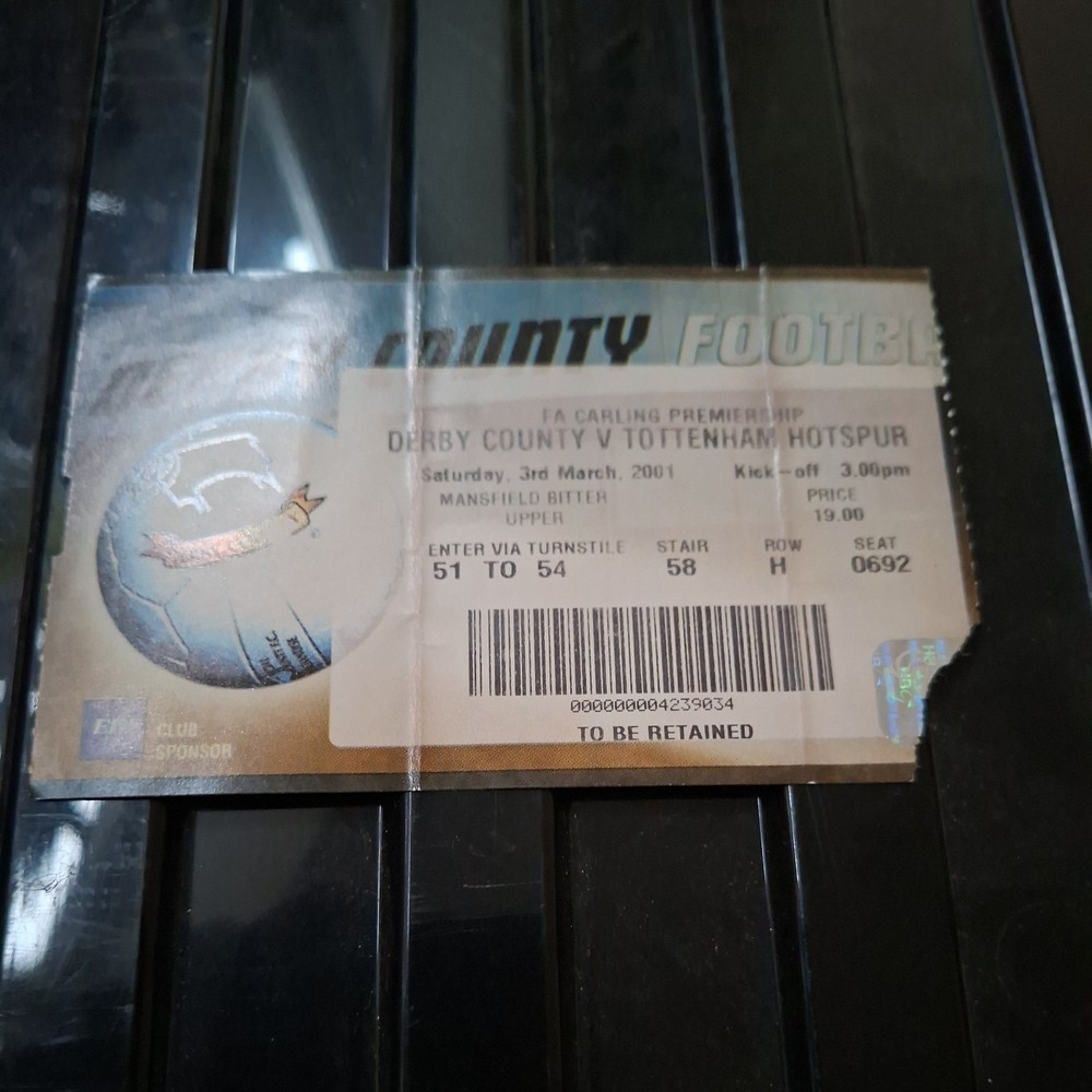 3/3/2001 Derby v Tottenham Ticket