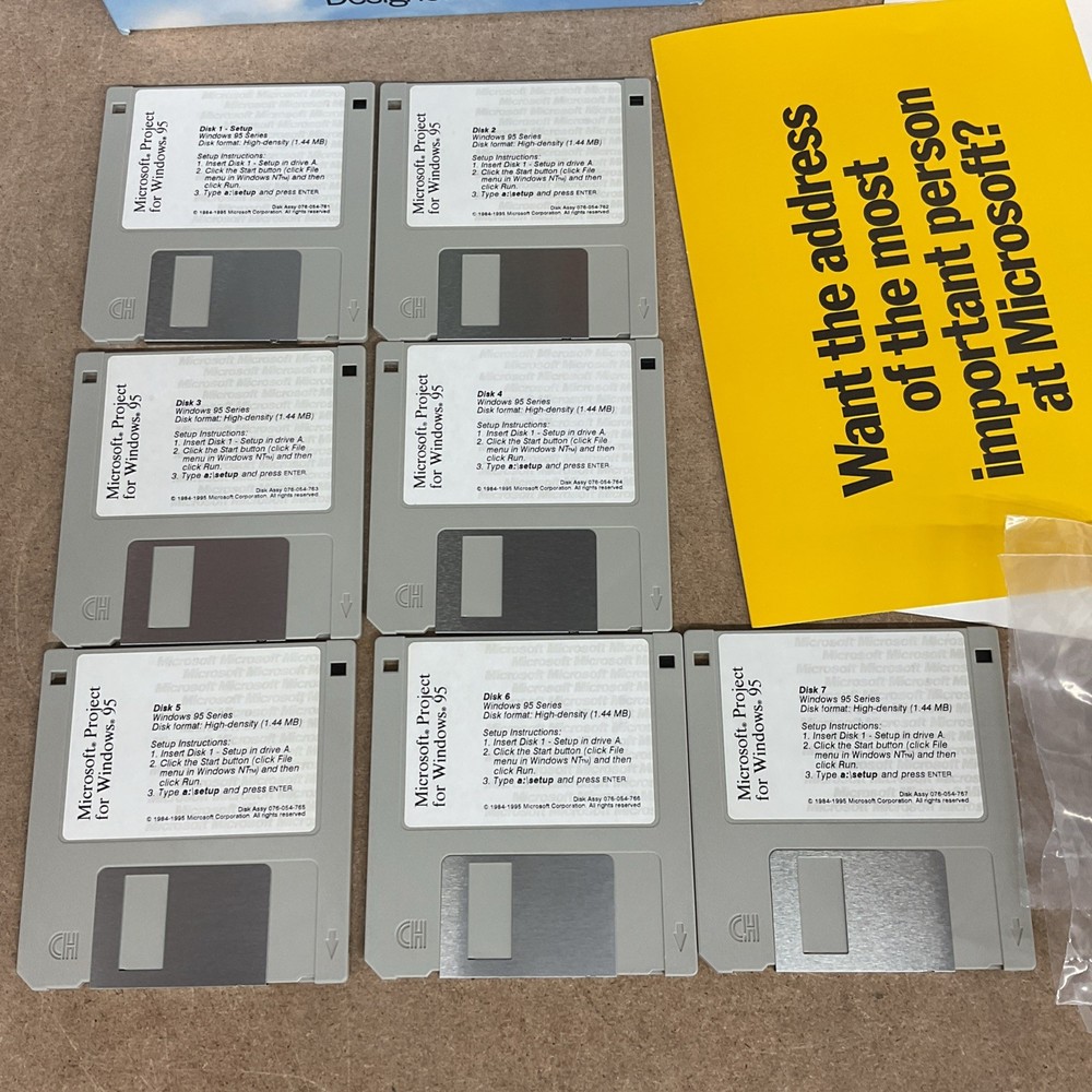 Microsoft Project For Windows 95 / NT DOS 3.5” Disks Vintage Computing