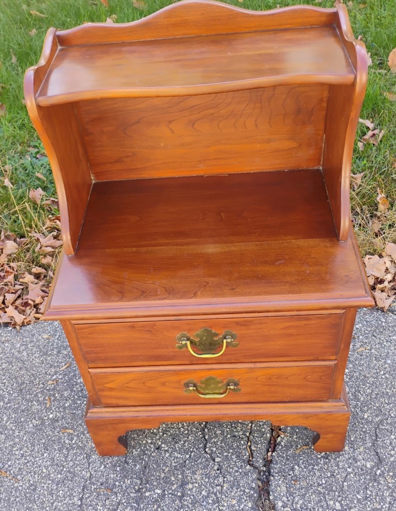 Henkel Harris solid cherry 2 tier, 2 drawer stand table
