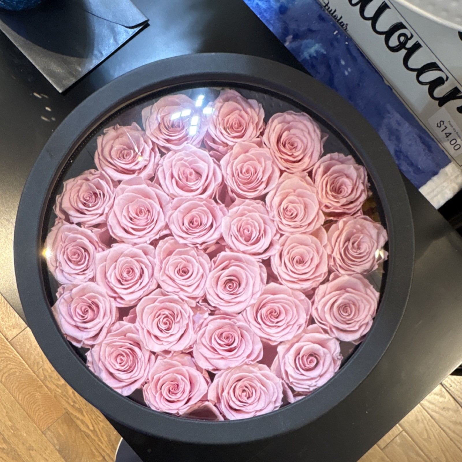 Pink Rose Flower Box Arrangement Fresh Romantic Centerpiece Live Plant