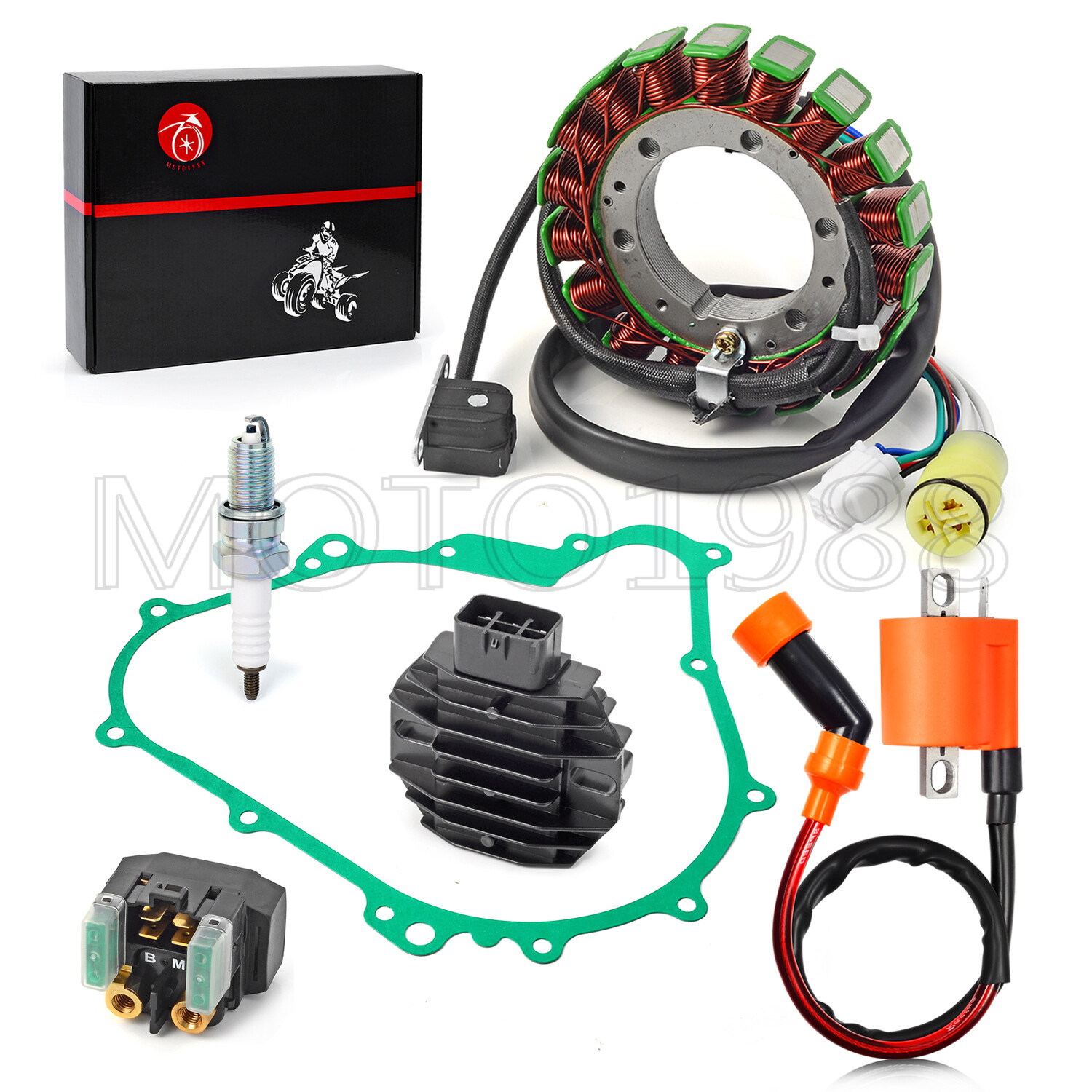 Stator & Rectifier Coil Relay W Gasket kit for Yamaha  Kodiak 400 450 2003-2006