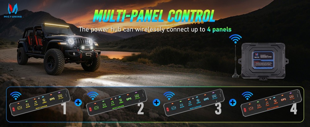 MICTUNING MS600 Wireless 6 Gang LED Touch Switch Panel Slim Circuit Relay System