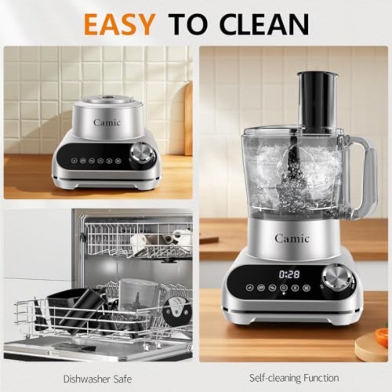 Camic 600W Food Processor, 72OZ Large Capacity Countertop Electric Vegetable Cho