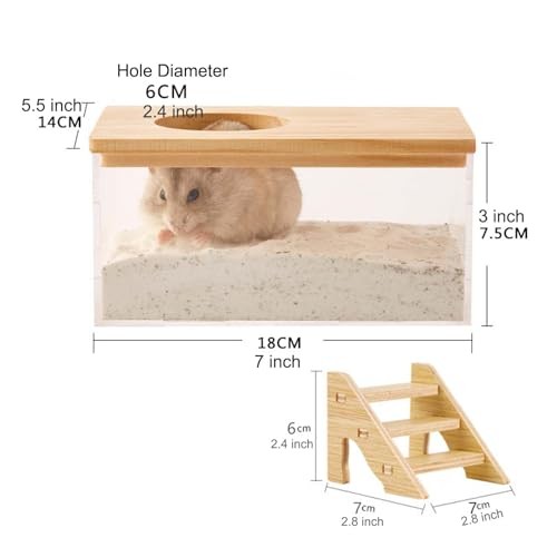 Transparent Hamster Sand Bath Box for Hamster Cage Accessories, Rectangle M