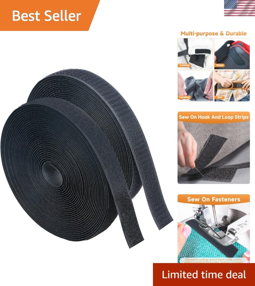 1in*11 Yard Sew On Hook and Loop Tape, Non-Adhesive Hook Loop Strips Roll, St...