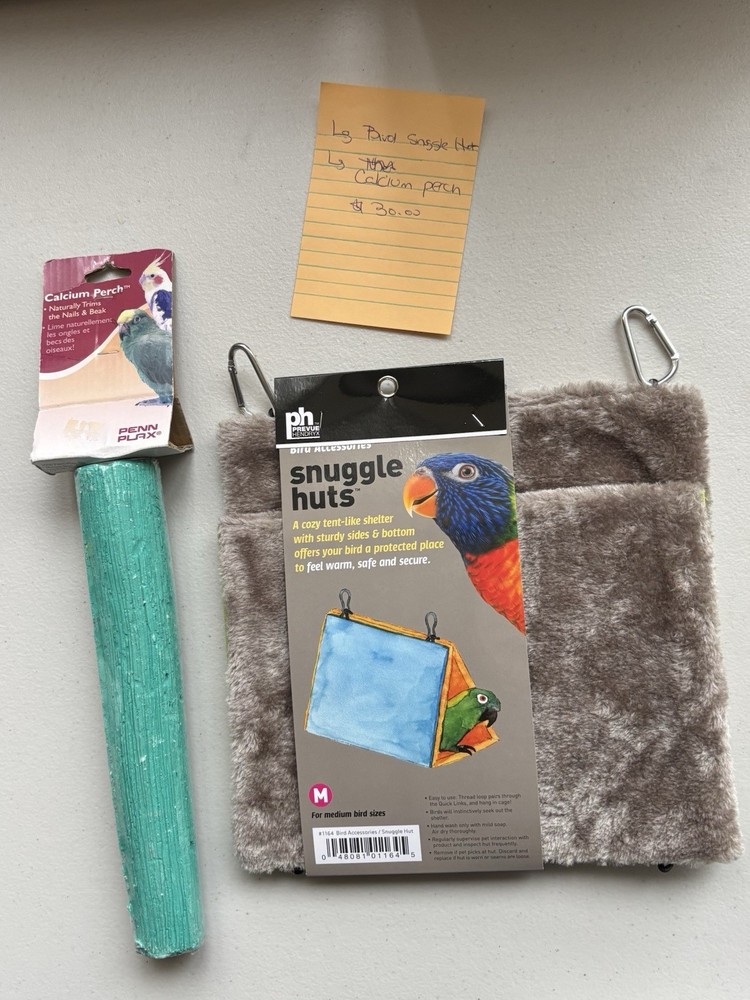 Med/Large Bird Bundle - Medium Snuggle Hut + 10 inch Penn Plan Calcium Perch