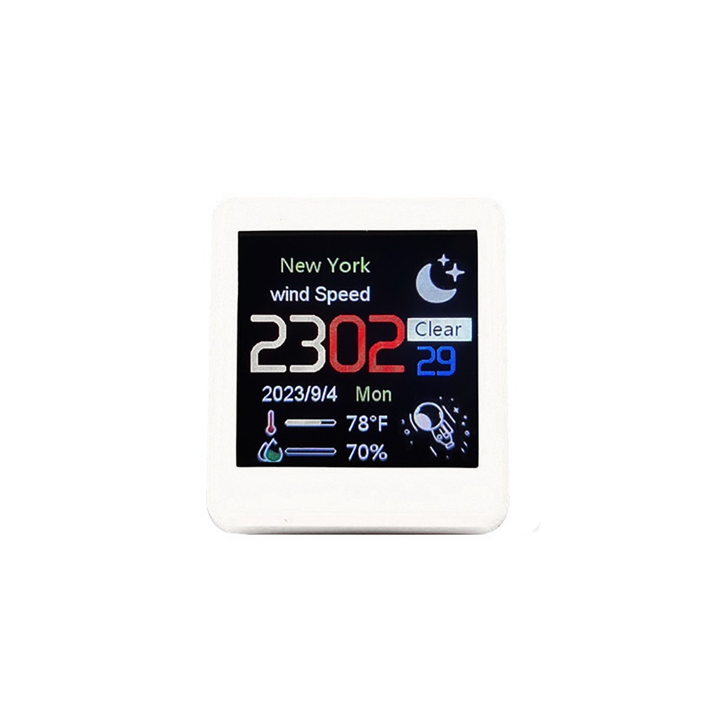 White Clock WIFI Weather Clock Screen Temperature&Humidity Desktop Decor Gift aa
