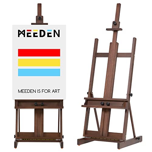 Heavy Duty H-Frame Studio Easel Stand, Large Adjustable Solid Beech Walnut