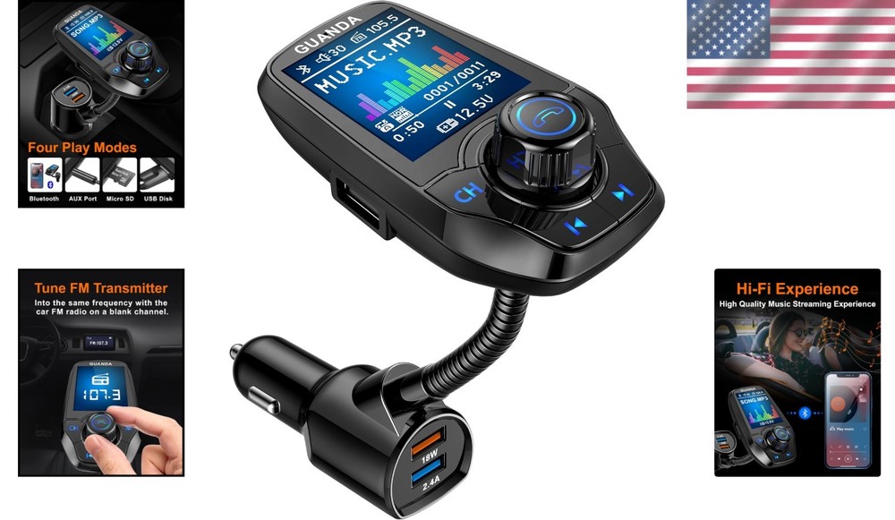 4-in-1 Bluetooth Car Transmitter with Hands-Free Call