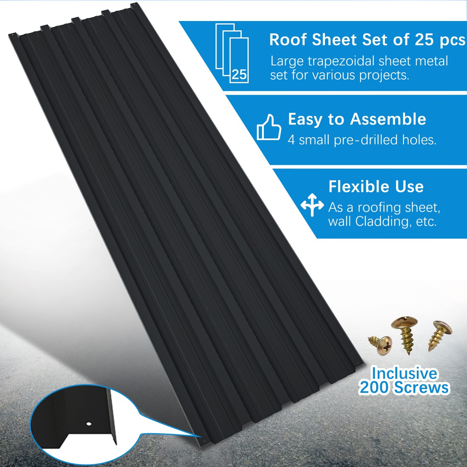 25 PCS Roof Panels Galvanized Steel Hardware Metal Roofing Sheets Wall Panels