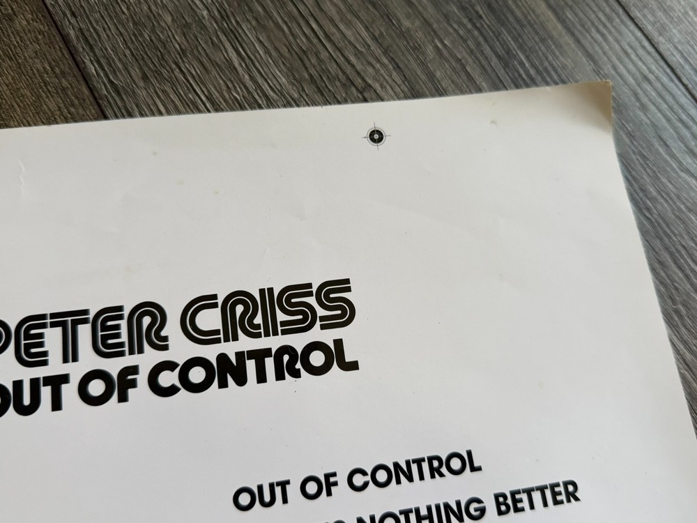 KISS Vinyl Album Back Cover Proof PETER CRISS Out Of Control Vintage Kiss Aucoin