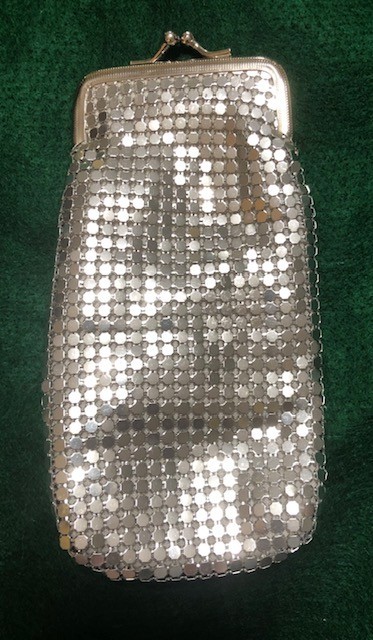 Long Silver Mesh Sequin Cigarette Case Pouch, Coin Purse, 120s ~EUC~