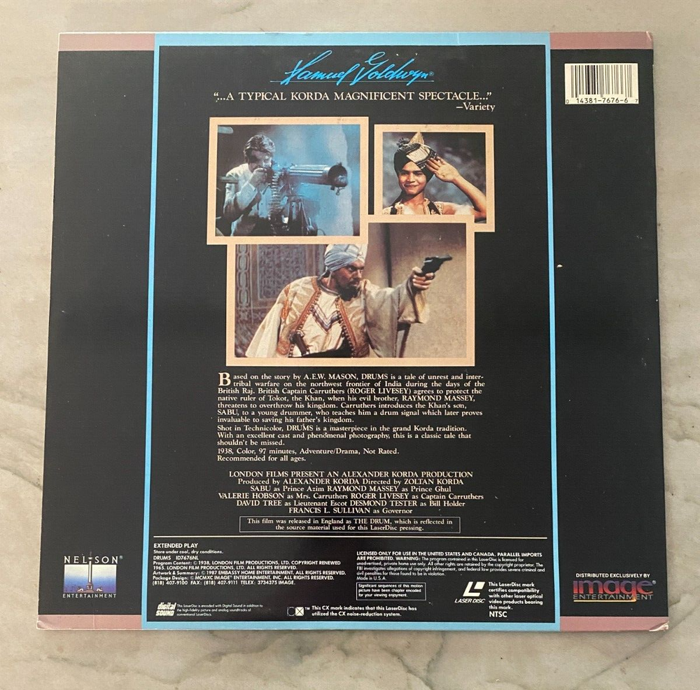 DRUMS LASER DISC (Alexander Korda)
