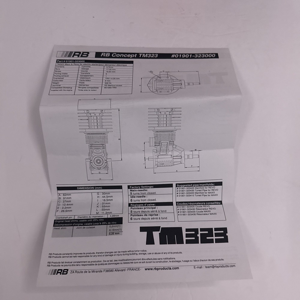 Vintage RB Concept TM323 Racing Engine With Original Box- Good Compression