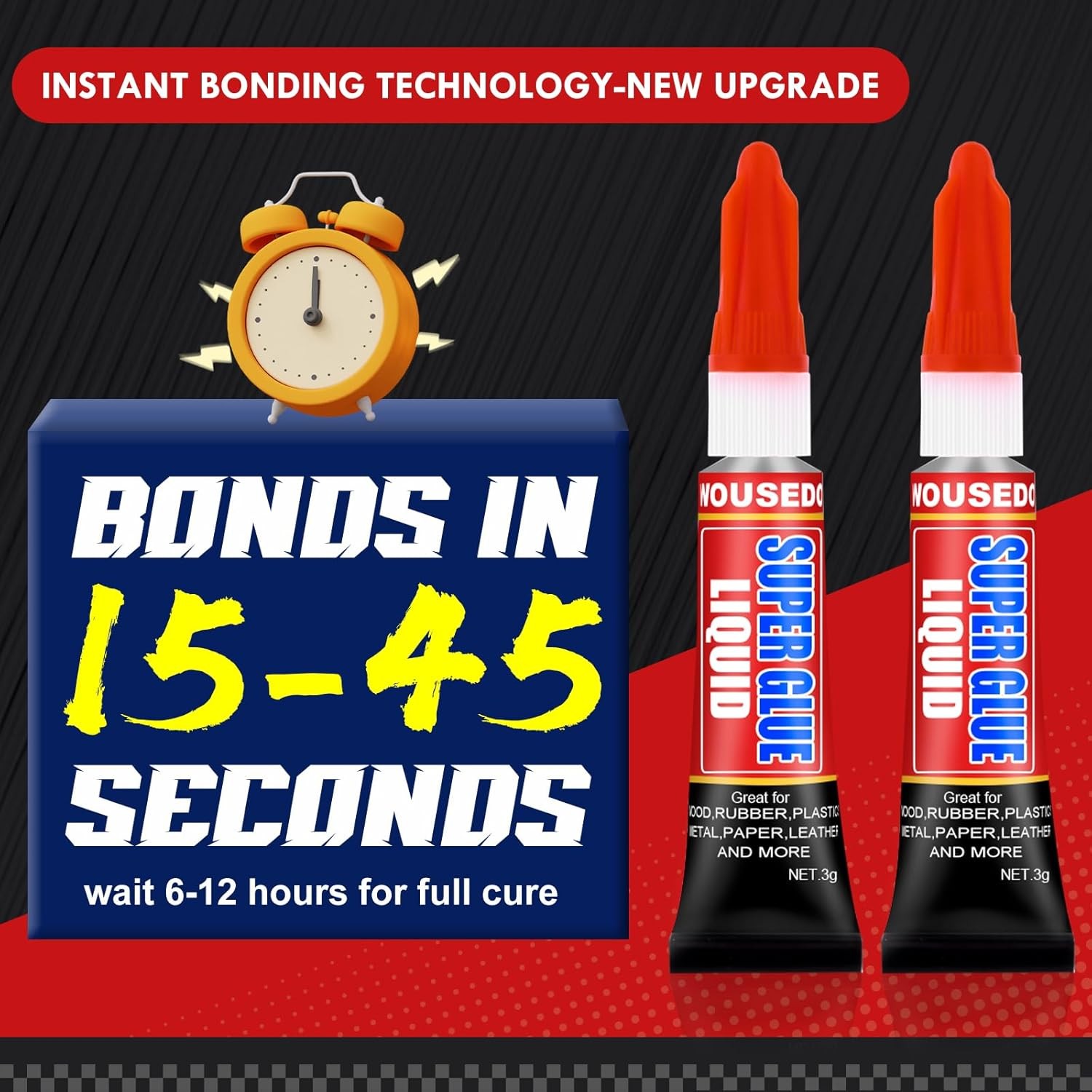 Super Glue Clear Liquid Strong Adhesive Fast Drying Cyanoacrylate Glue - 12 Pack