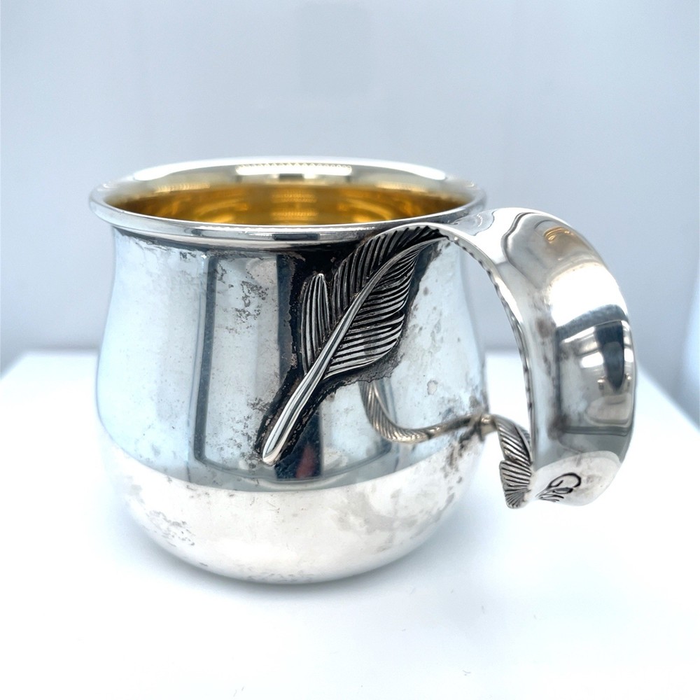 Grainger McKoy Feathered Handle Sterling Silver Baby Cup ￼
