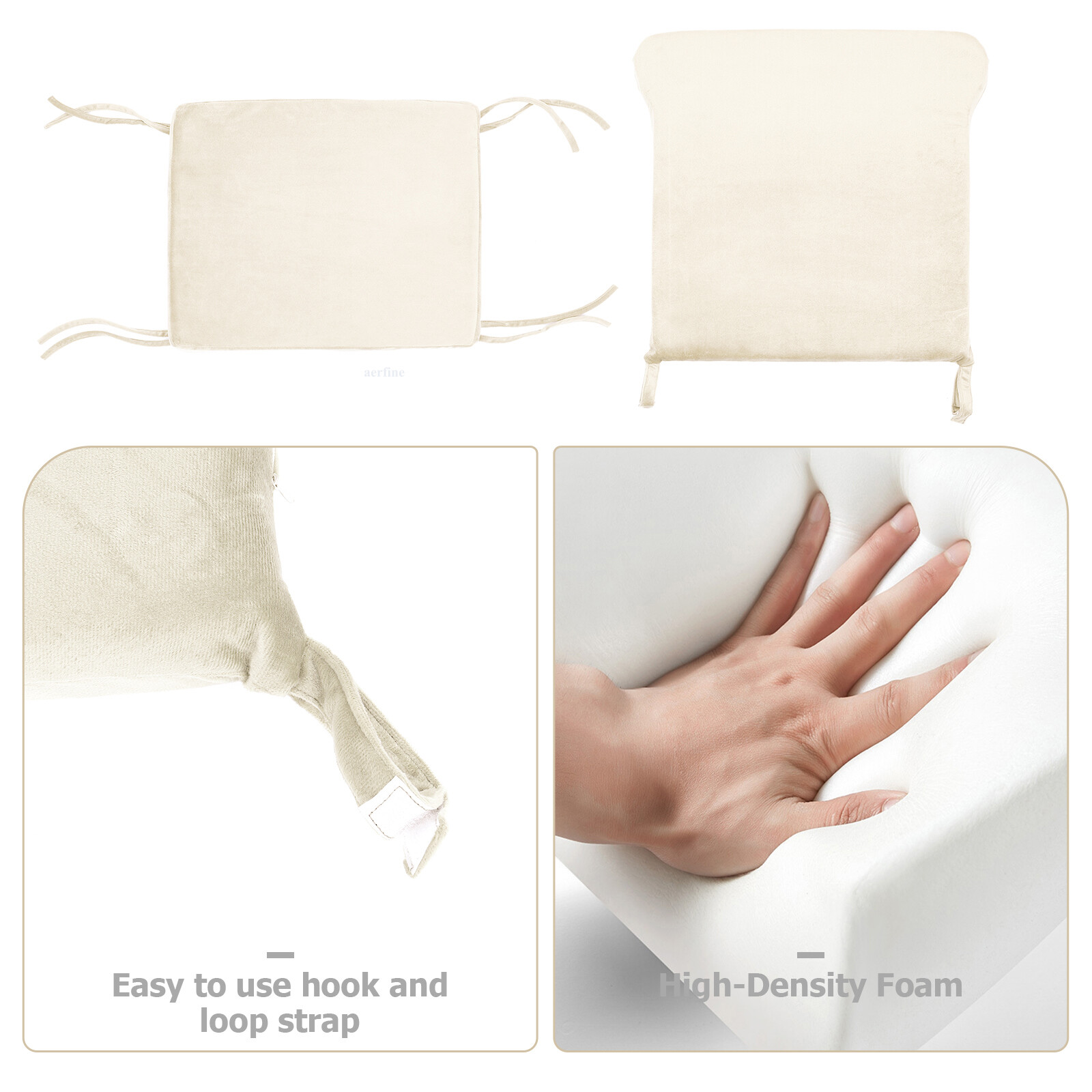 Velvet Glider Rocker Replacement Cushions w/ Storage 5Pcs Back/Seat/Ottoman/Arms