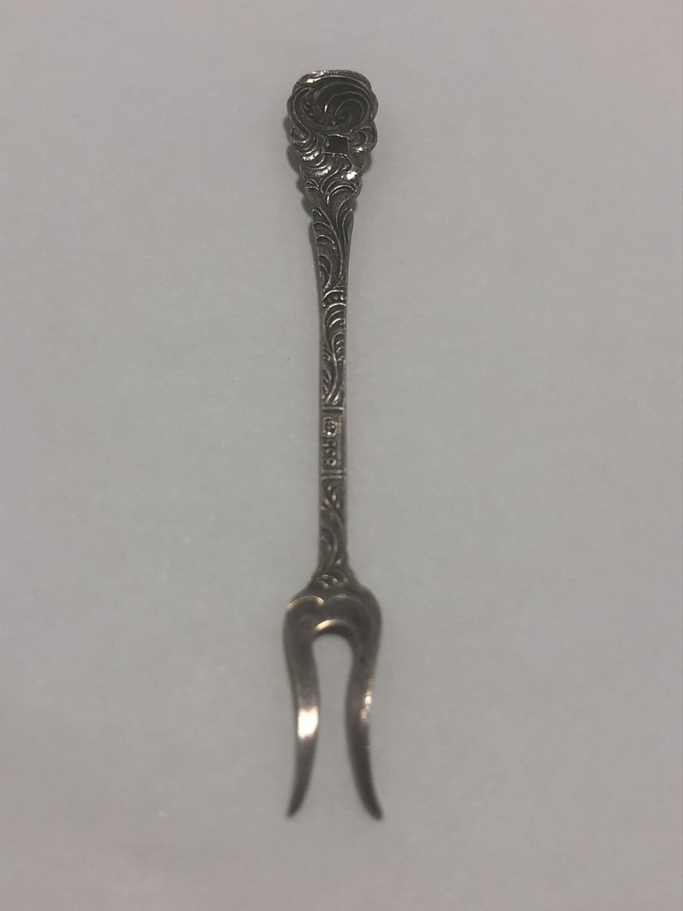 Antique Miniature 835 Silver Floral Repousse Fork