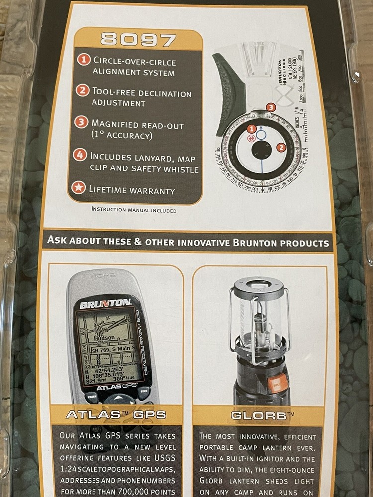 Brunton 8097 Eclipse Baseplate Map Compass Lanyard Whistle And Map Clip New