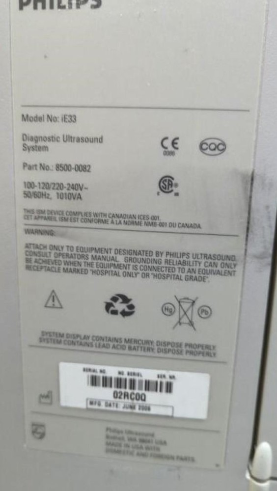 Philips iE33 Ultrasound System -READ System Won't Initialize Diagnostic Code 602