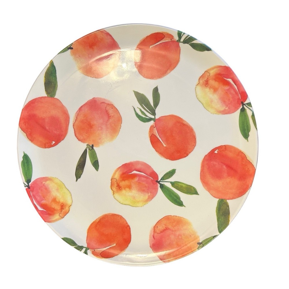 2 Melamine Platter 14” Watercolor Peach Lightweight Durable Stackable Tableware