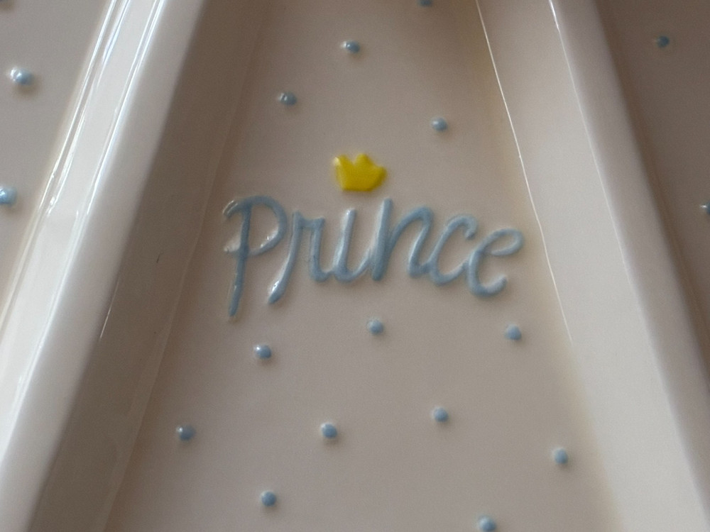 MUD PIE HTF LITTLE PRINCE 2 PC CERAMIC BOY'S DINING SET PLATE + CUP 2000