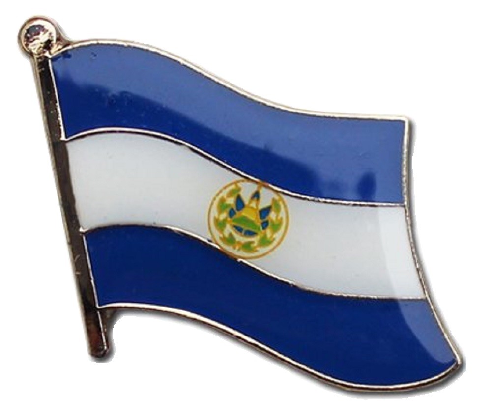 El Salvador Waving Flag Lapel Pins, Patriotic El Salvador Flag Metal Pin