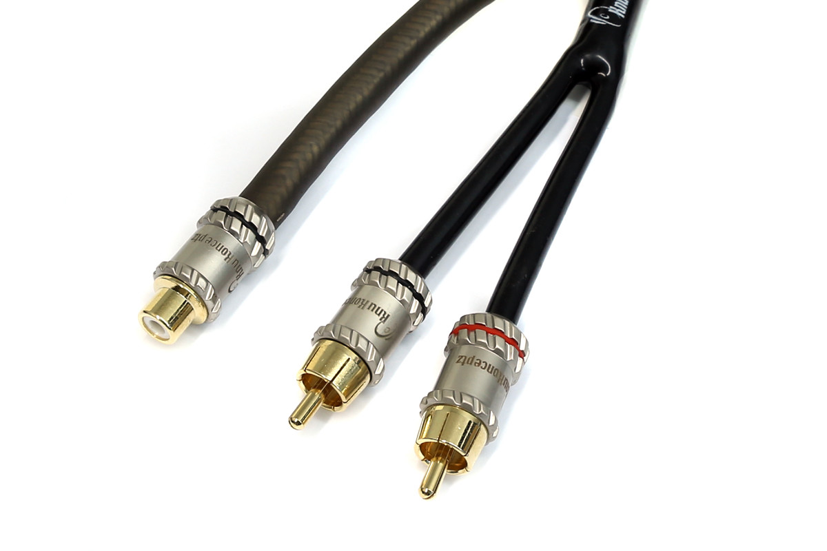 KnuKonceptz Krystal Twisted Pair 1 Female to 2 Male Y Adapter RCA Cable Splitter