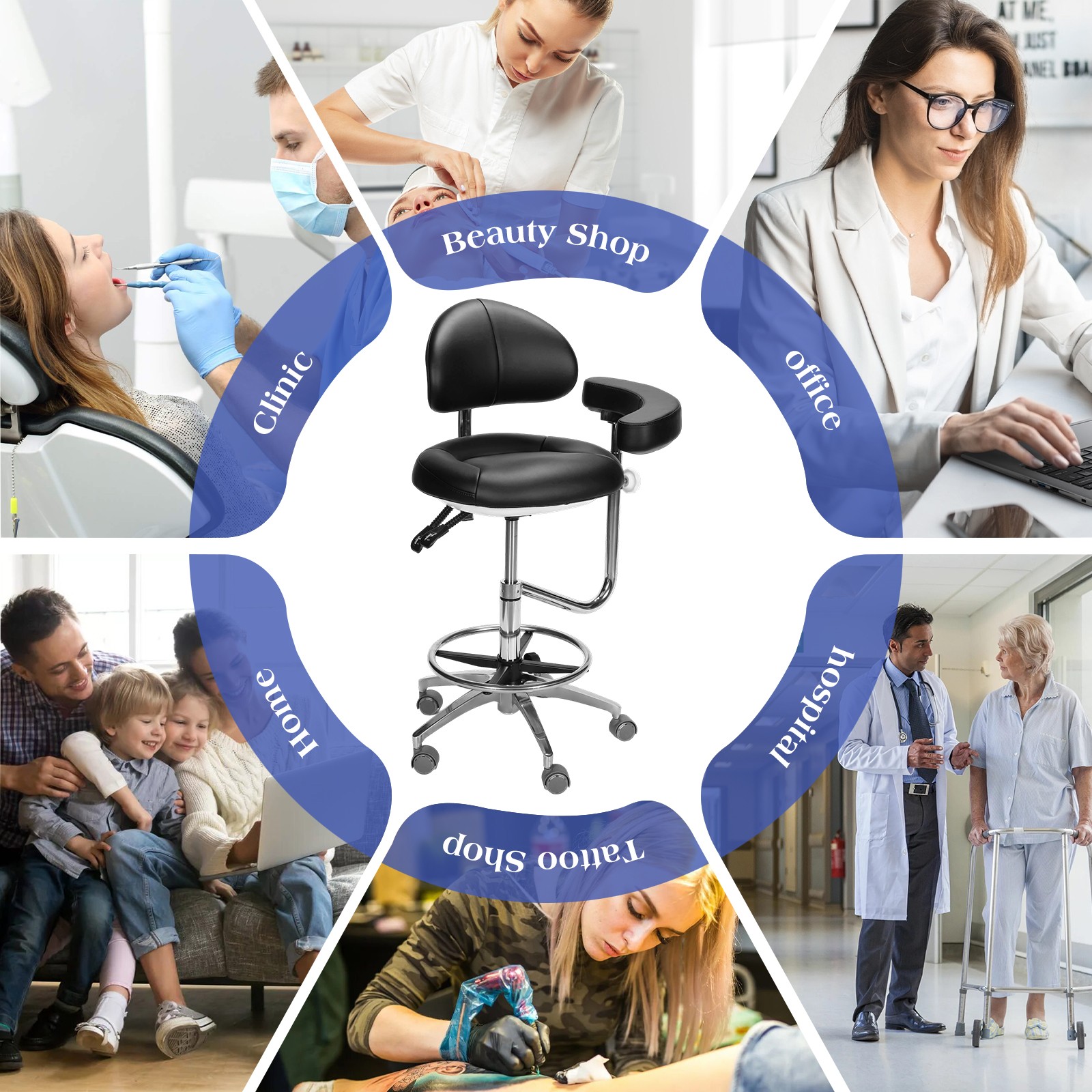 Dental Medical Microscope Stool with Armrest Dentist Surgeon Chair Microsurgical