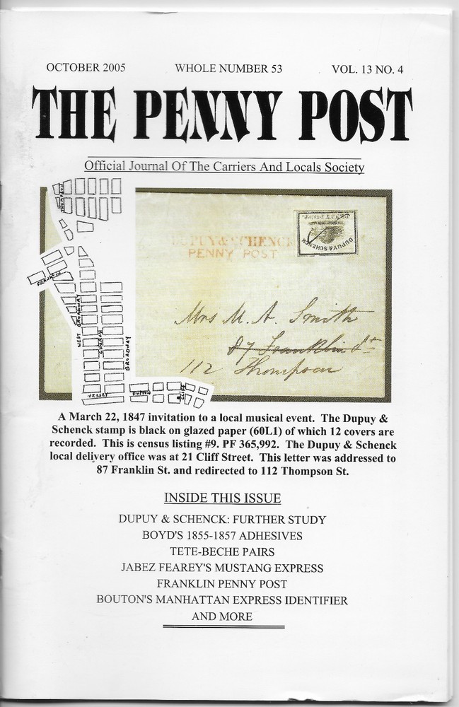 THE PENNY POST - VOLUME 13    NO. 4    OCTOBER 2005