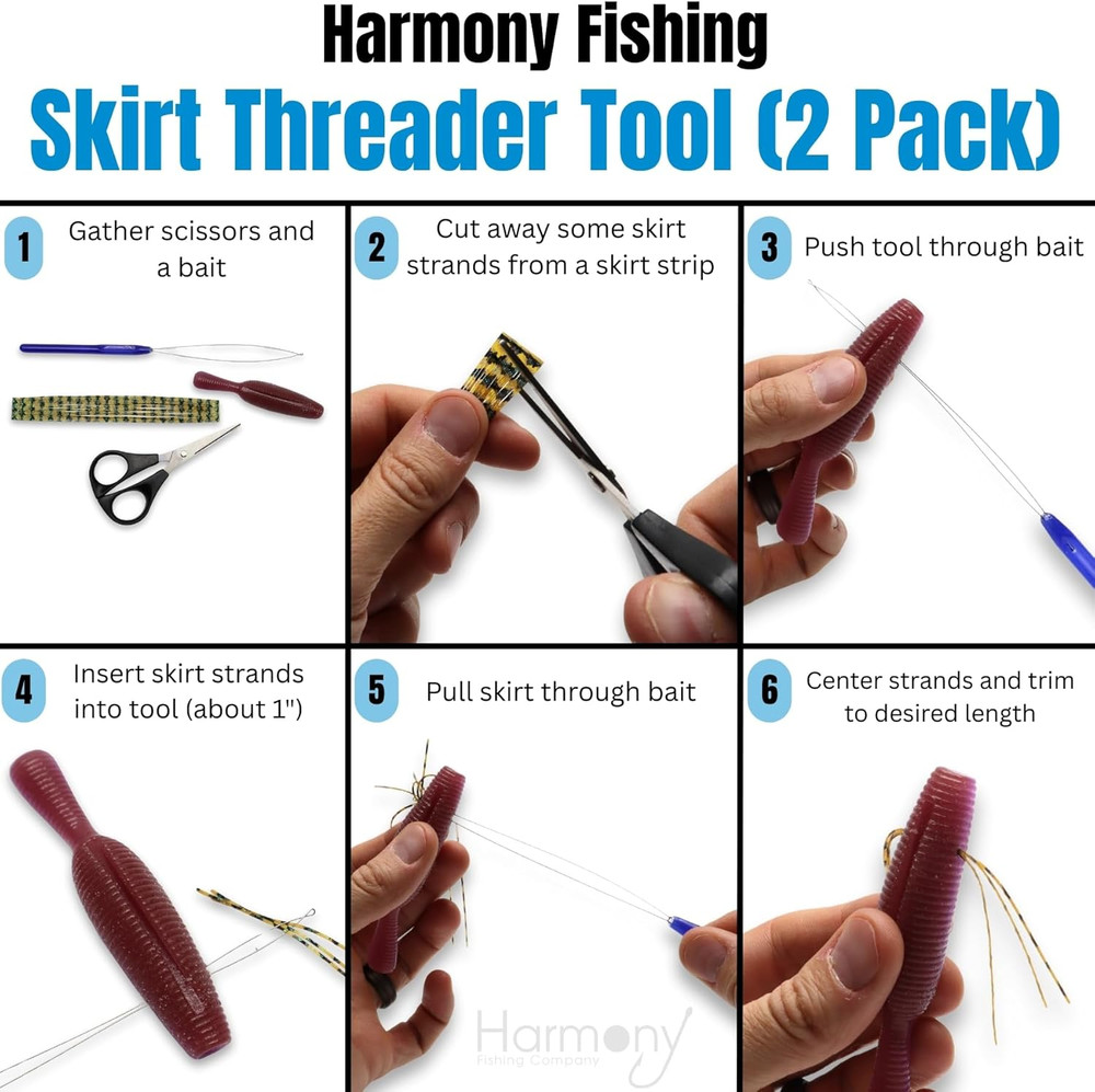 – Skirt Threader Tool (2-Pack + 8 Silicone Skirts) - Create Custom Fuzzy Dice St