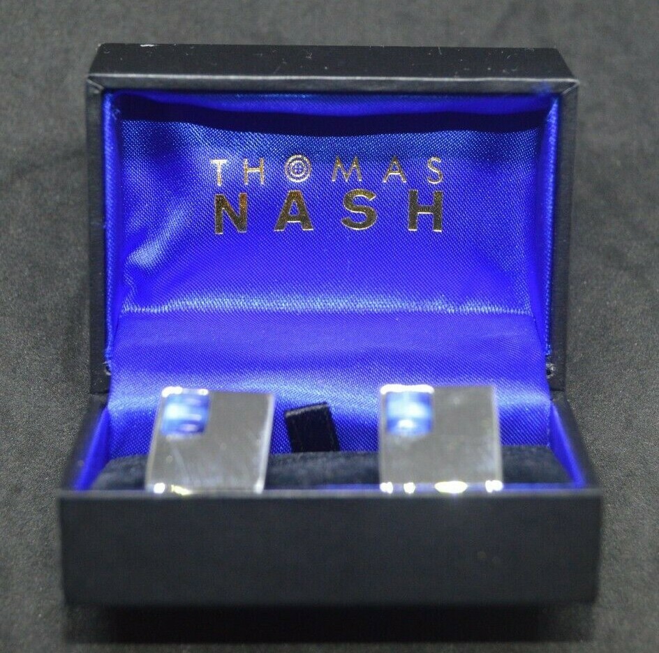 Thomas Nash square blue cufflinks - boxed