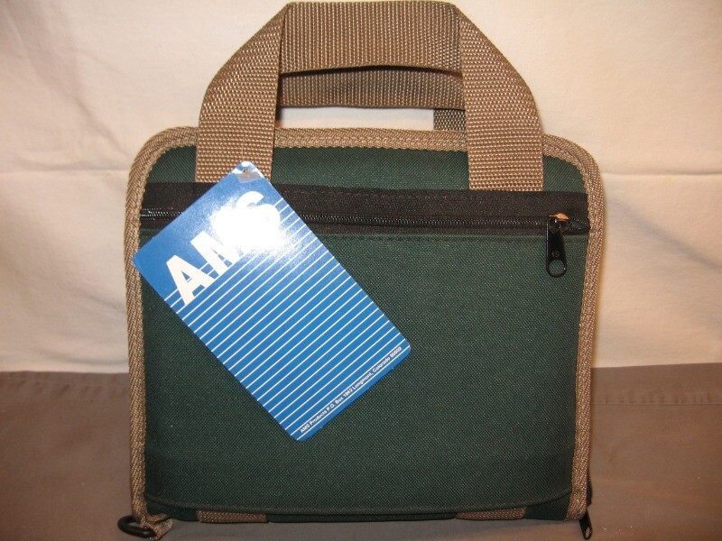 AMS Small Rectangular Pistol Case w/Handle Forest Green NWT 2" to 3" Revolvers